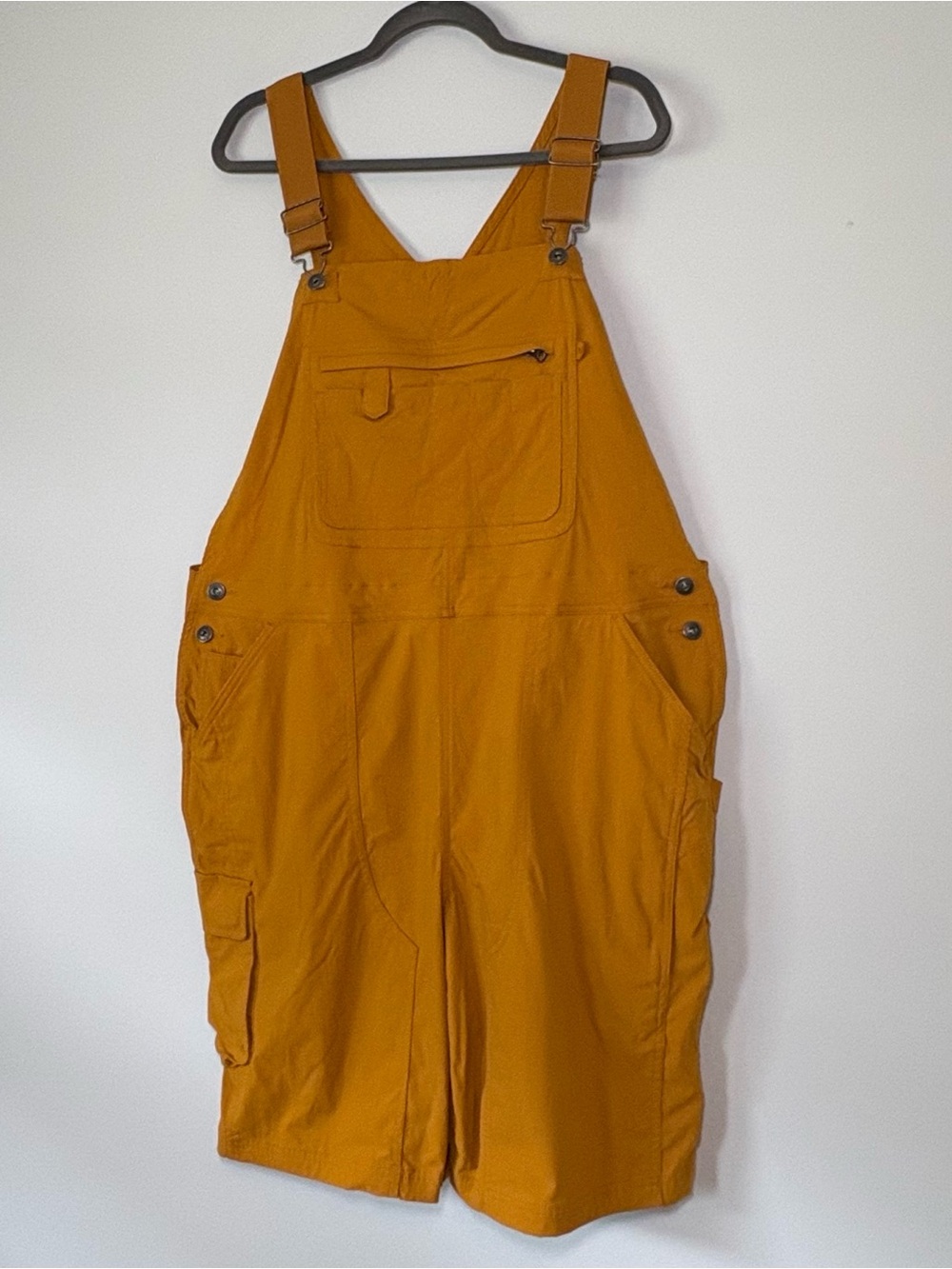 Duluth Trading Co Mustard Yellow Short Overalls Women’s XL